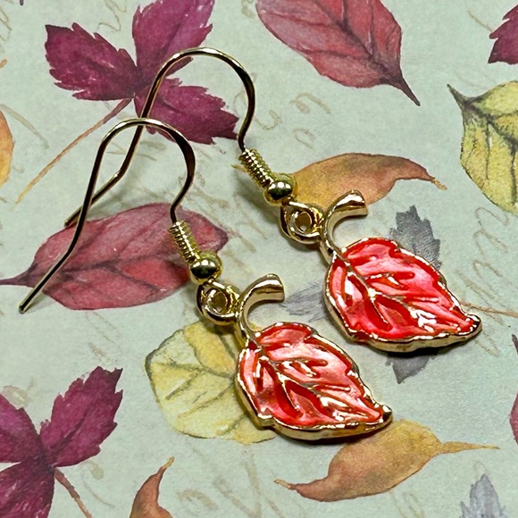 Handmade 14k Gold Plated Leaf Earrings! - Picture 3 of 5
